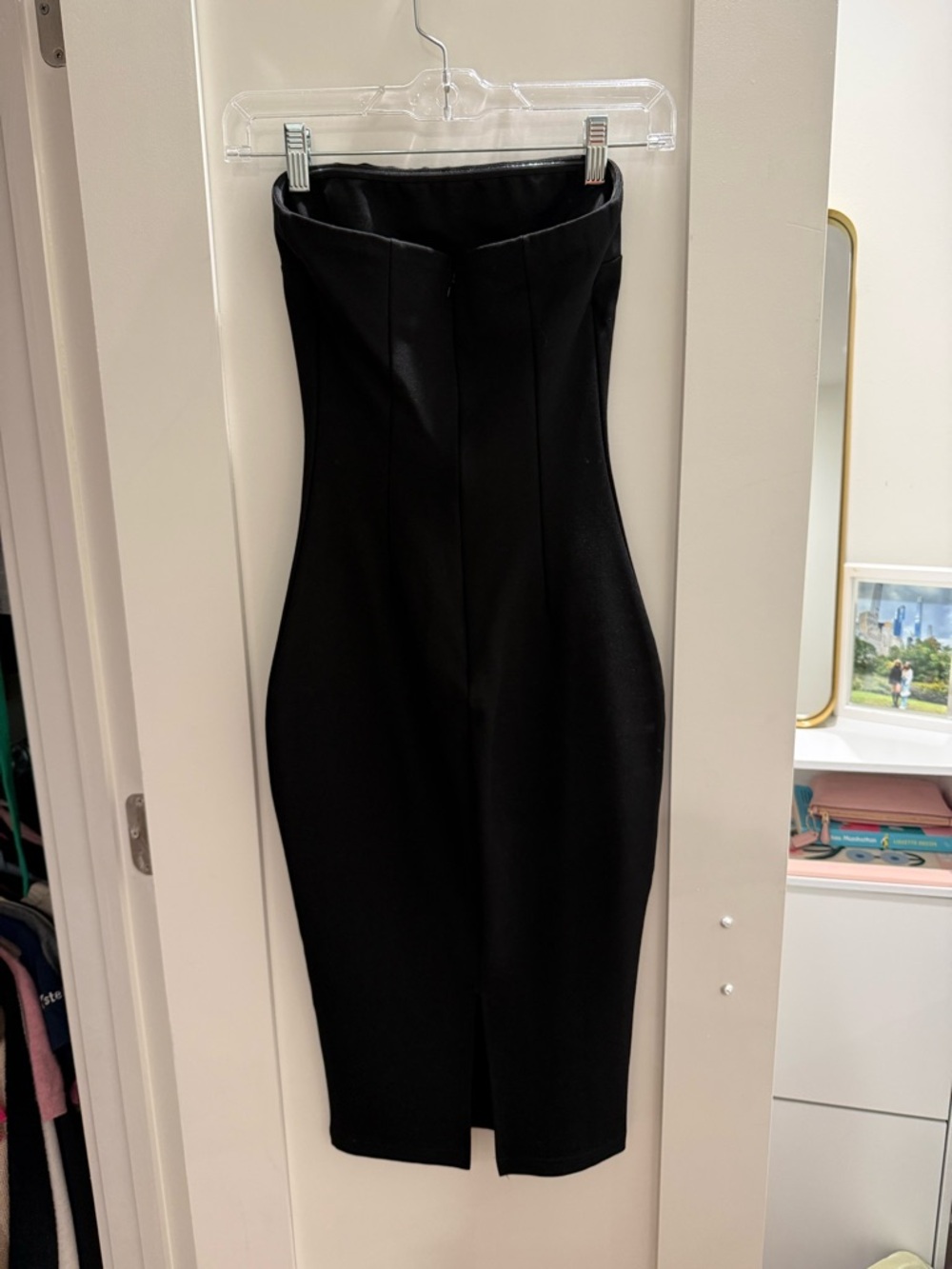 superdown Black Strapless Midi dress